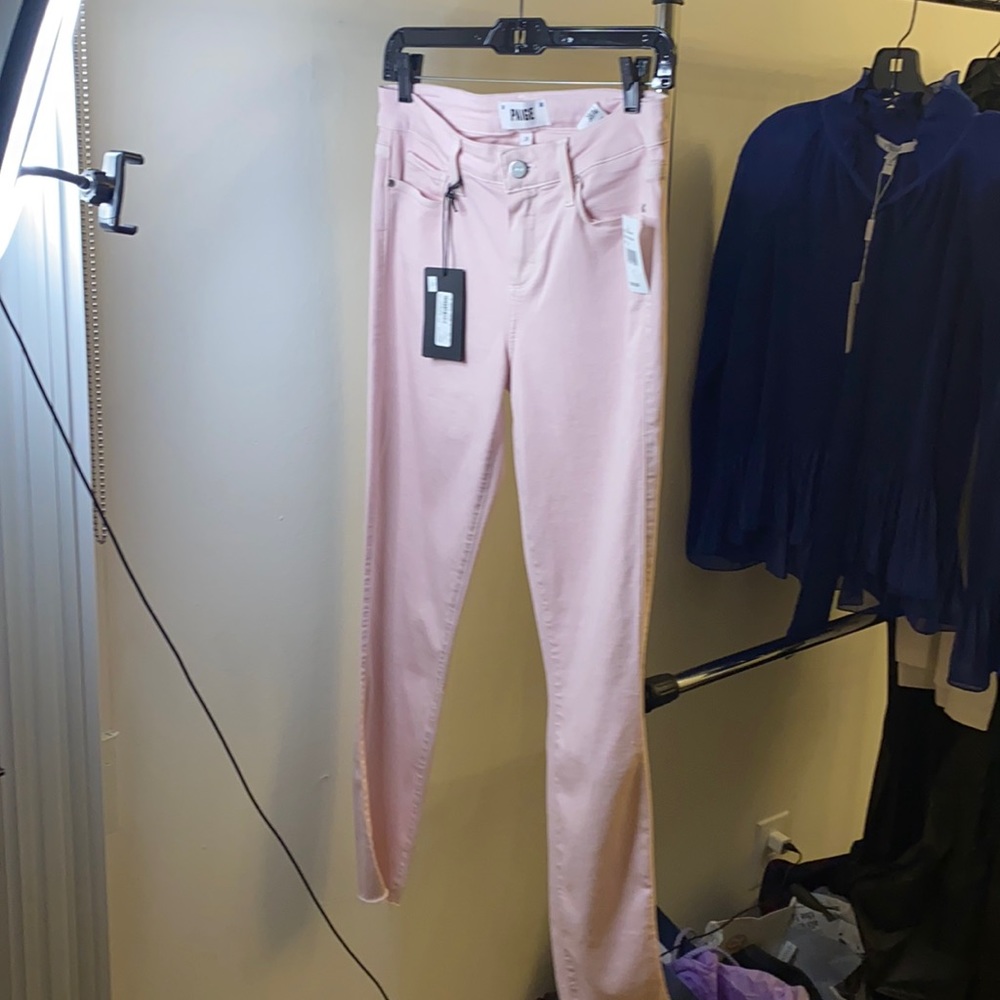 Paige blush pink ankle jeans